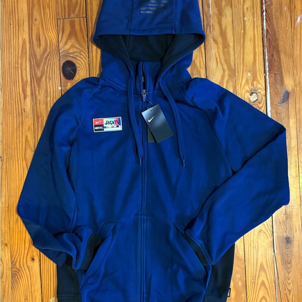 Nike FC Joga TV Full Zip Hoodie Men's‎ M Blue Black Soccer Fleece Streetwear